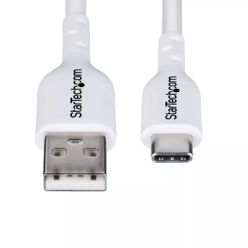 StarTech.com 3 m USB-A į USB-C įkrovimo laidas, įkrovimas ir sinchronizavimas, 3A, USB 2.0, TPE apvalkalas – baltas USB įkrovimo laidas