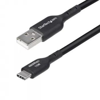 StarTech.com 4 m (13 pėd.) USB-A į USB-C įkrovimo laidas, įkrovimas ir sinchronizavimas, 3 A, USB 2.0, TPE apvalkalas – juodas USB įkrovimo laidas