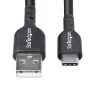 StarTech.com 4 m (13 pėd.) USB-A į USB-C įkrovimo laidas, įkrovimas ir sinchronizavimas, 3 A, USB 2.0, TPE apvalkalas – juodas USB įkrovimo laidas