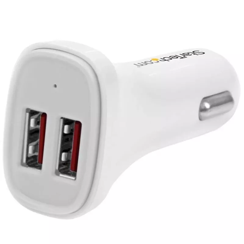 StarTech.com dviejų prievadų USB automobilinis įkroviklis – 24 W / 4,8 A – baltas