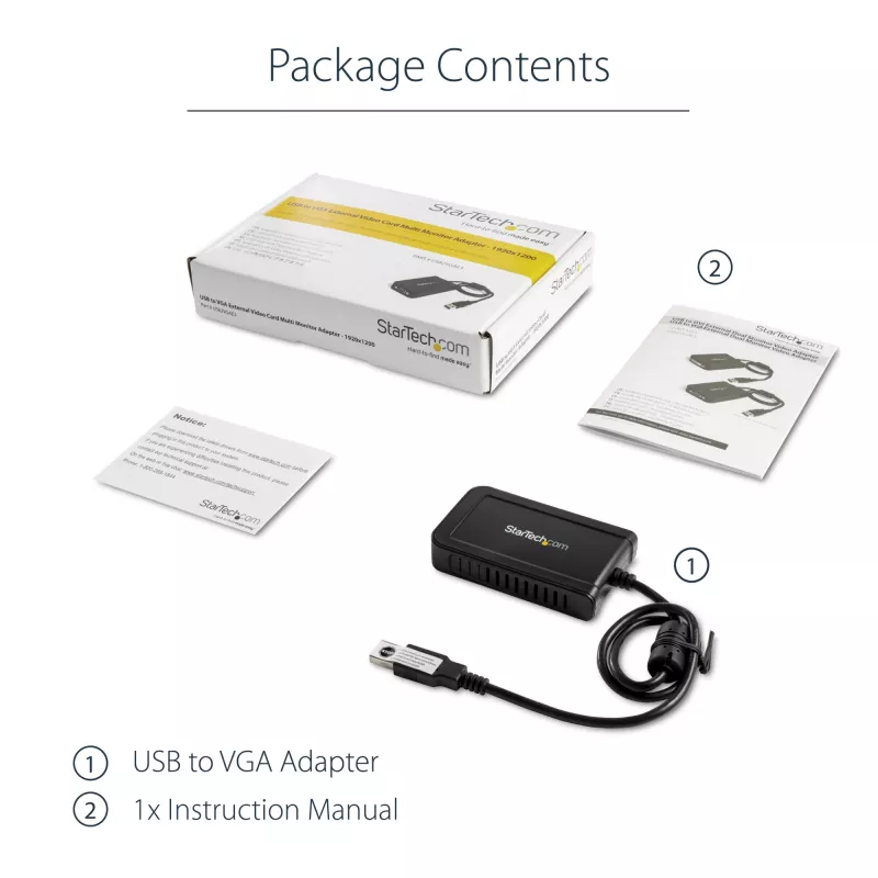 StarTech.com USB 2.0 į VGA adapteris, USB į VGA monitoriaus keitiklis, skirtas Windows, 1080p (nepalaiko macOS/ChromeOS/Linux) - TAA