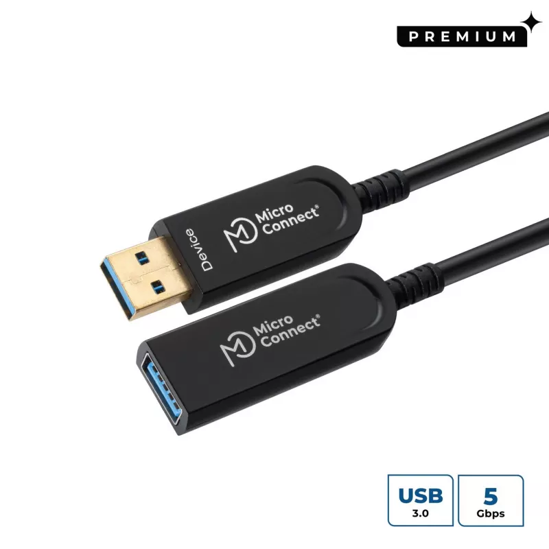 Microconnect USB3.0AAF20AOP USB laidas USB 3.2 Gen 1 (3.1 Gen 1) 20 m USB A Juodas