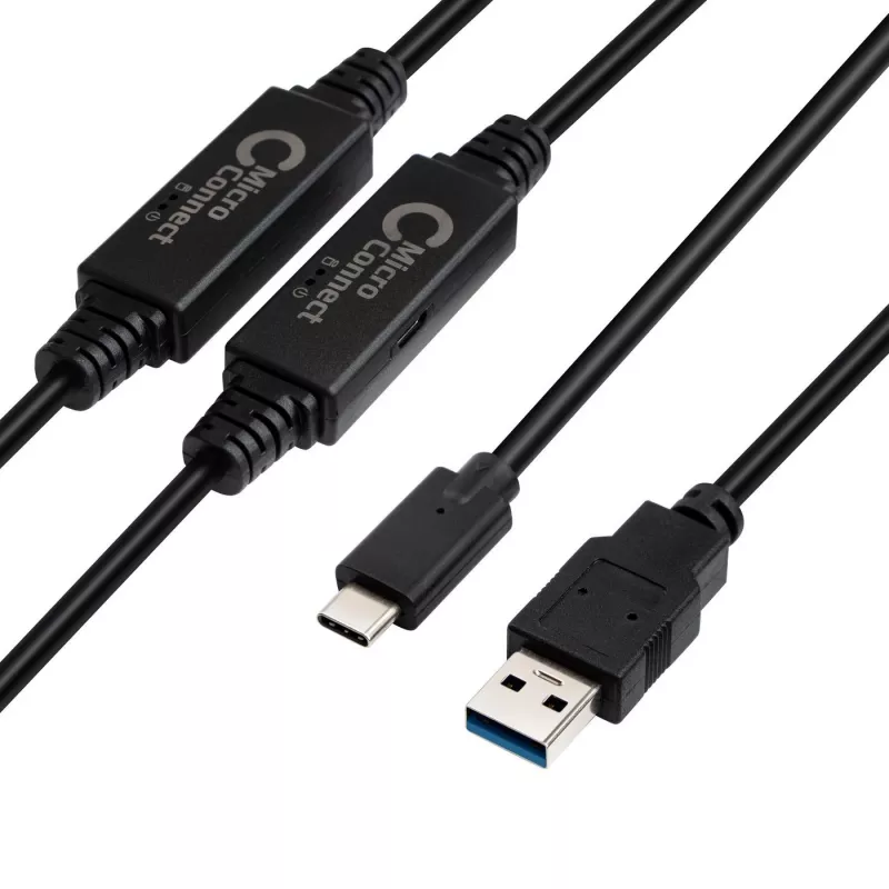 Microconnect USB3.1CA10AMP USB laidas USB 3.2 Gen 1 (3.1 Gen 1) 10 m USB C USB A juodas