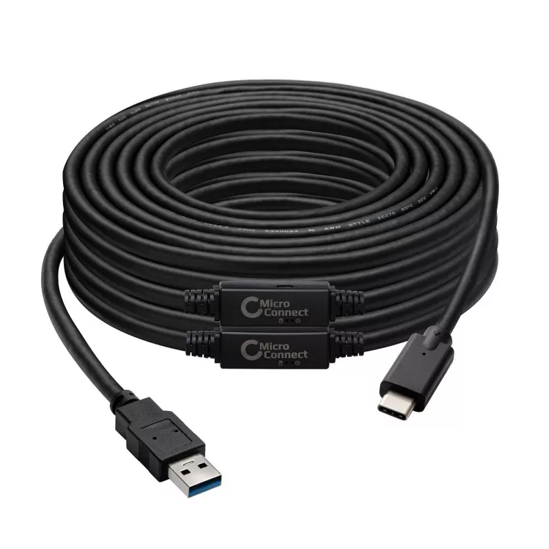 Microconnect USB3.1CA10AMP USB laidas USB 3.2 Gen 1 (3.1 Gen 1) 10 m USB C USB A juodas