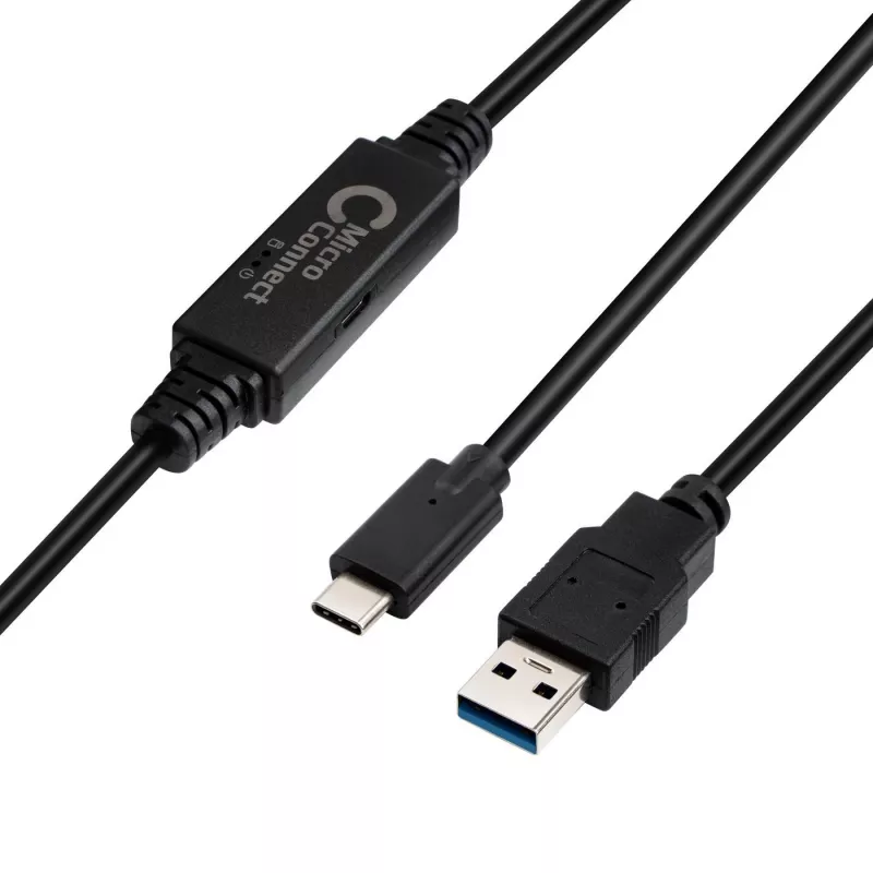 Microconnect USB3.1CA5AMP USB laidas USB 3.2 Gen 1 (3.1 Gen 1) 5 m USB C USB A Juodas