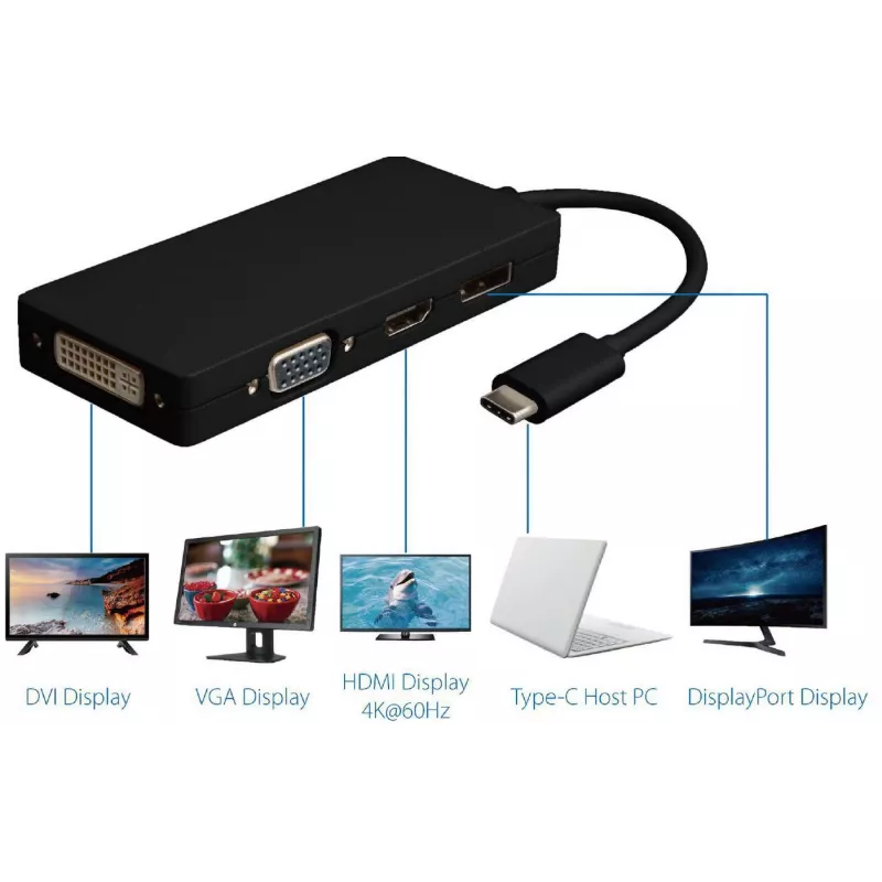 Microconnect USB3.1CCOM10 USB grafikos adapteris 3840 x 2160 pikselių Juoda