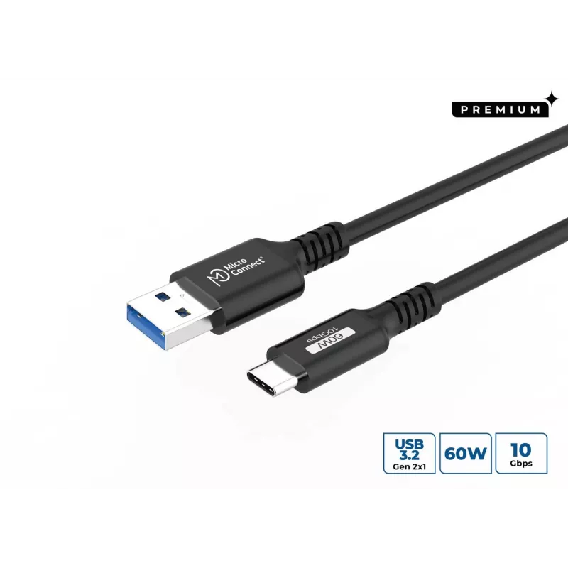 USB laidas Microconnect USB3.2AC2 2m USB C USB A 10 Gbit/s Juodas