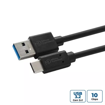 Microconnect USB3.2CA1 USB laidas USB 3.2 Gen 2 (3.1 Gen 2) 1 m USB A USB C juodas