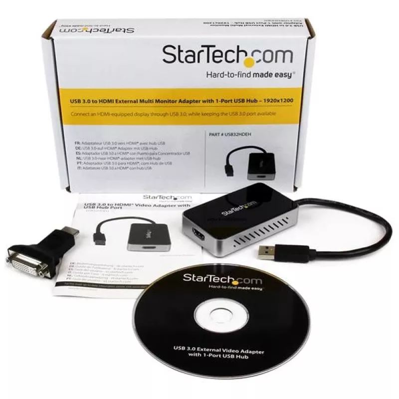 StarTech.com USB 3.0 į HDMI adapteris su 1x USB, USB į HDMI monitoriaus keitiklis, skirtas Windows (nepalaiko macOS/ChromeOS/Linux) – TAA