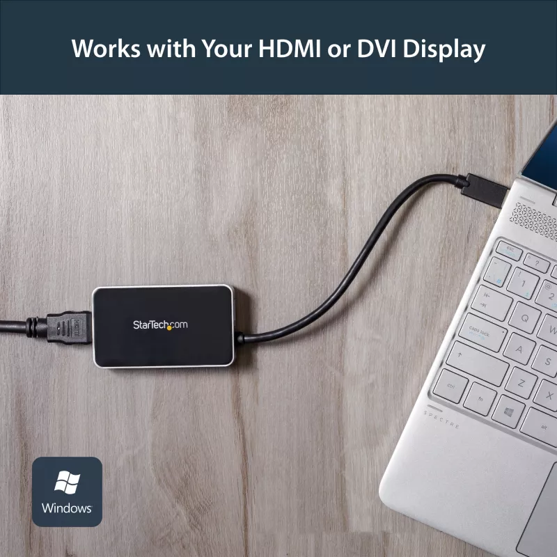StarTech.com USB 3.0 į HDMI adapteris su 1x USB, USB į HDMI monitoriaus keitiklis, skirtas Windows (nepalaiko macOS/ChromeOS/Linux) – TAA