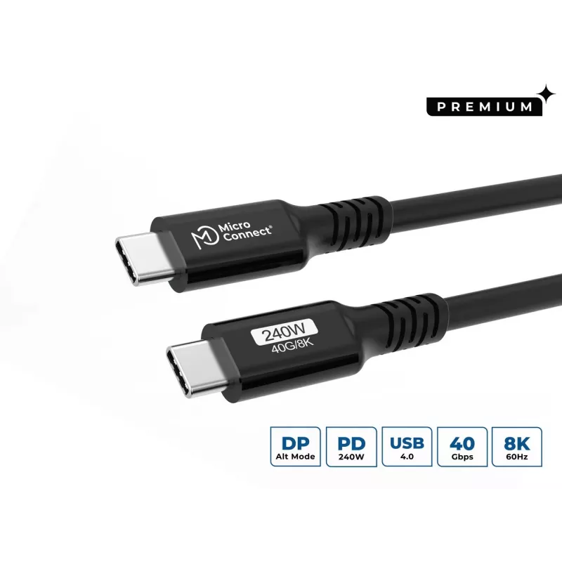 USB laidas Microconnect USB4CC05-240W 0,5m USB C 40 Gbit/s juodas