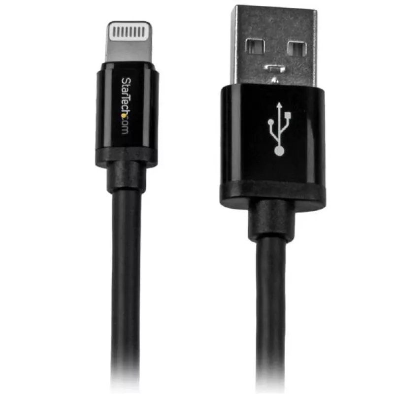 StarTech.com 2 m (6 pėd.) USB į Lightning kabelis – ilgas iPhone / iPad / iPod įkroviklio kabelis – Lightning į USB kabelis – Apple MFi sertifikuotas – Juodas