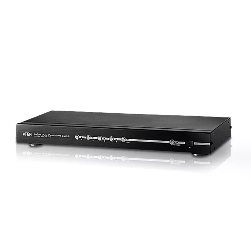 ATEN 4 prievadų dviejų rodinių HDMI jungiklis, HDMI, metalas, juoda, 15 m, 480p, 720p, 1080i, 1080p, 6,75 Gbit/s