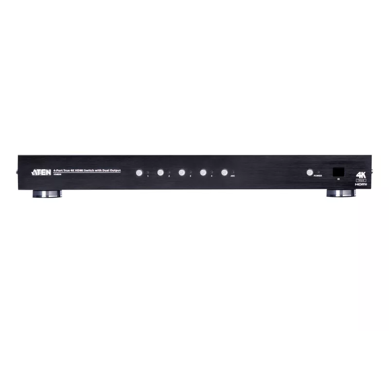 ATEN 4 prievadų tikrosios 4K HDMI jungiklis su dviguba išvestimi, HDMI, metalinis, juodas, 60 Hz, 3 m, 3840 x 2160, 4096 x 2160