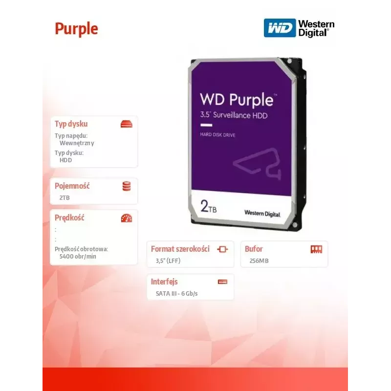 Western Digital WD22PURZ vidinis kietasis diskas 3,5 colio 2000 GB Serial ATA