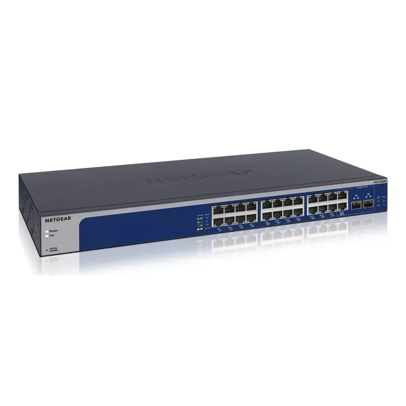 NETGEAR XS724EM valdomas L2 10G Ethernet (100/1000/10000) 1U mėlynas, pilkas