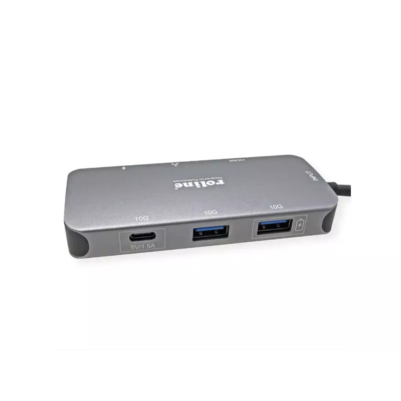ROLINE USB Type-C Hub 12.02.1121 HDMI RJ-45 USB 3.2 Gen 2 Pilka