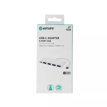 eSTUFF ES623007WH sąsajos šakotuvas USB 3.2 Gen 1 (3.1 Gen 1) Type-C 5000 Mbit/s Balta