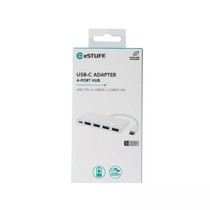 eSTUFF ES623007WH sąsajos šakotuvas USB 3.2 Gen 1 (3.1 Gen 1) Type-C 5000 Mbit/s Balta