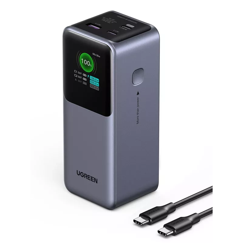 Ugreen 20000mAh 130W greitojo įkrovimo išorinė baterija Lithium pilka