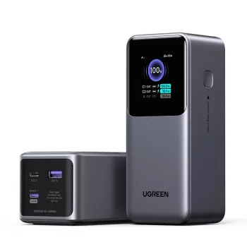 Ugreen 20000mAh 130W greitojo įkrovimo išorinė baterija Lithium pilka