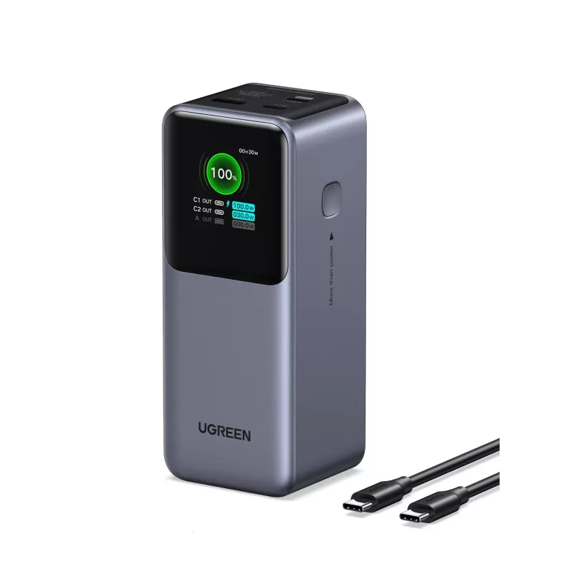 Ugreen 20000mAh 130W greitojo įkrovimo išorinė baterija Lithium pilka