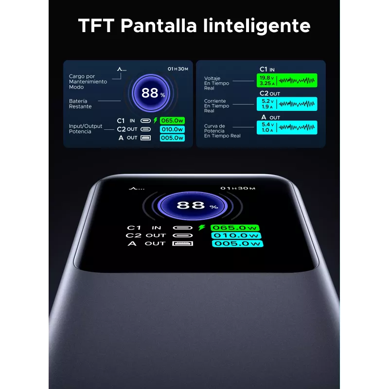 Ugreen 20000mAh 130W greitojo įkrovimo išorinė baterija Lithium pilka