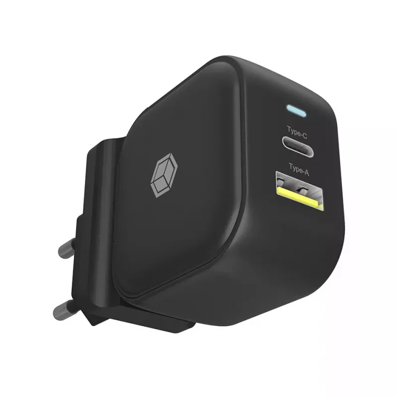 Sieninis įkroviklis ICY BOX 2 prievadų USB Power Delivery greitasis įkrovimas juodas