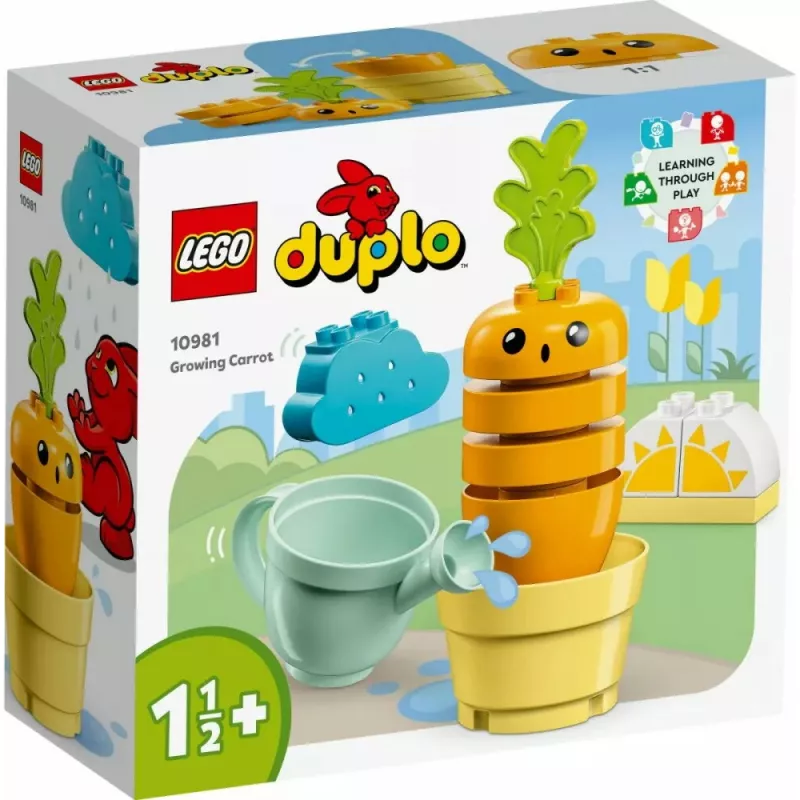 Žaislų rinkinys LEGO Duplo 10981 Auganti morka — interaktyvus ikimokyklinio amžiaus statybos žaidimų rinkinys