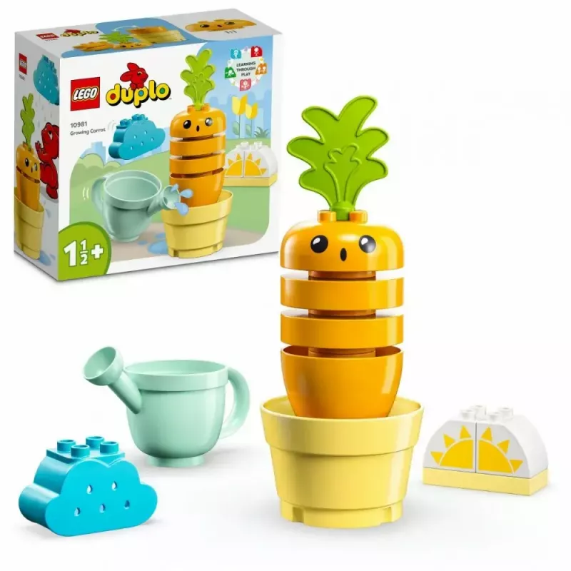 Žaislų rinkinys LEGO Duplo 10981 Auganti morka — interaktyvus ikimokyklinio amžiaus statybos žaidimų rinkinys