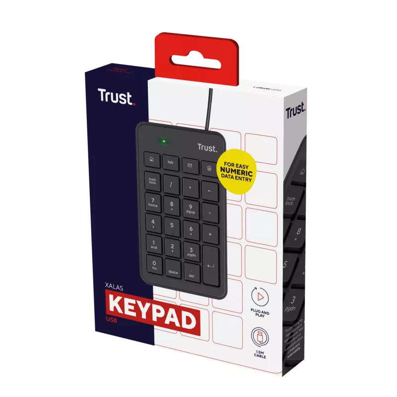 Trust 22221 skaitmeninė klaviatūra Nešiojamam / staliniui kompiuteriui USB Juoda