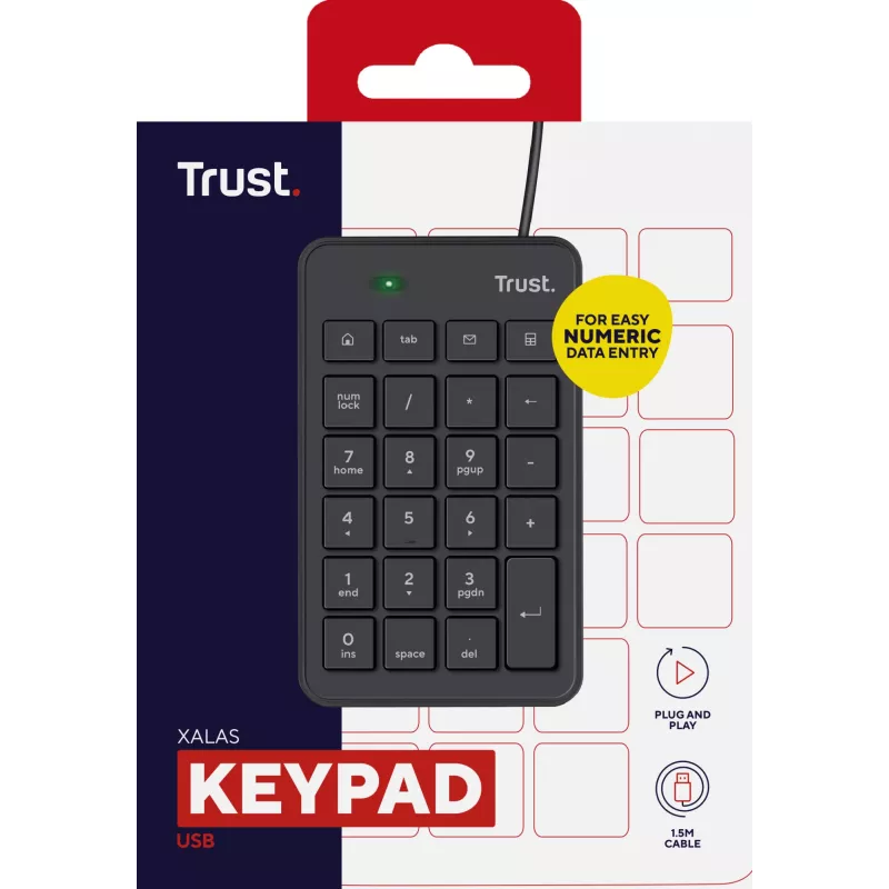 Trust 22221 skaitmeninė klaviatūra Nešiojamam / staliniui kompiuteriui USB Juoda