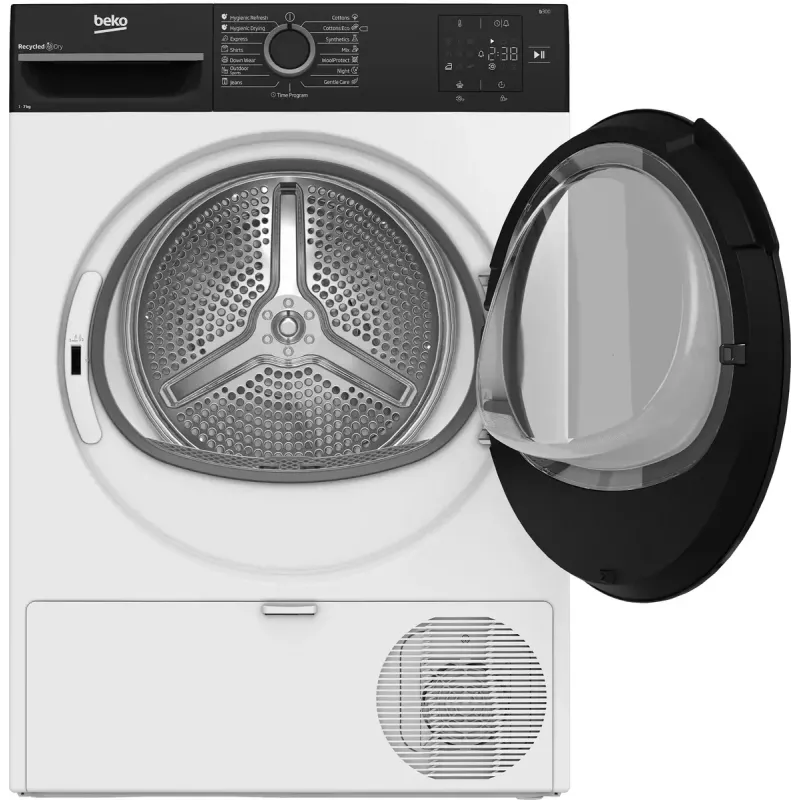 BEKO džiovyklė | BM3T37249WBB | Energijos efektyvumo klasė C | Įkrovimas iš priekio | 7 kg | Skaitmeninis | Gylis 54,5 cm | Balta