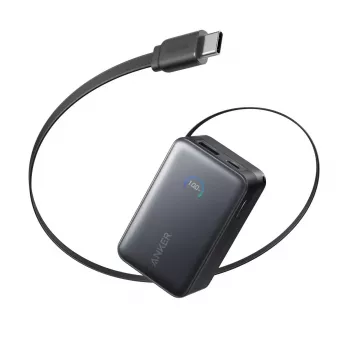 Išorinė baterija Anker Nano 45W su įmontuotu ištraukiamu USB-C laidu A1638H11 10000 mAh juoda