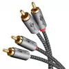 Garso kabelis WENTRONIC Goobay 65293 — 2 m, 2× RCA kištukas į 2× RCA kištuką, varis, auksuoti kontaktai, magnetinis ekranavimas, pilkas