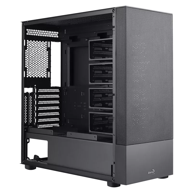 Aerocool CIPHERBKV1 PC ATX korpusas, vertikalus GPU montavimas, priekinė tinklelio panelė, juodas