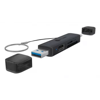 Kortelių skaitytuvas icybox 61179 — USB 3.2 Gen1 3-in-1, USB Type-C ir Type-A jungtys