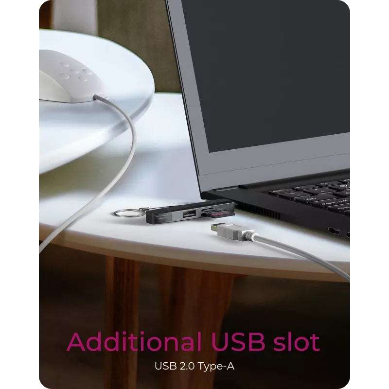 Kortelių skaitytuvas icybox 61179 — USB 3.2 Gen1 3-in-1, USB Type-C ir Type-A jungtys