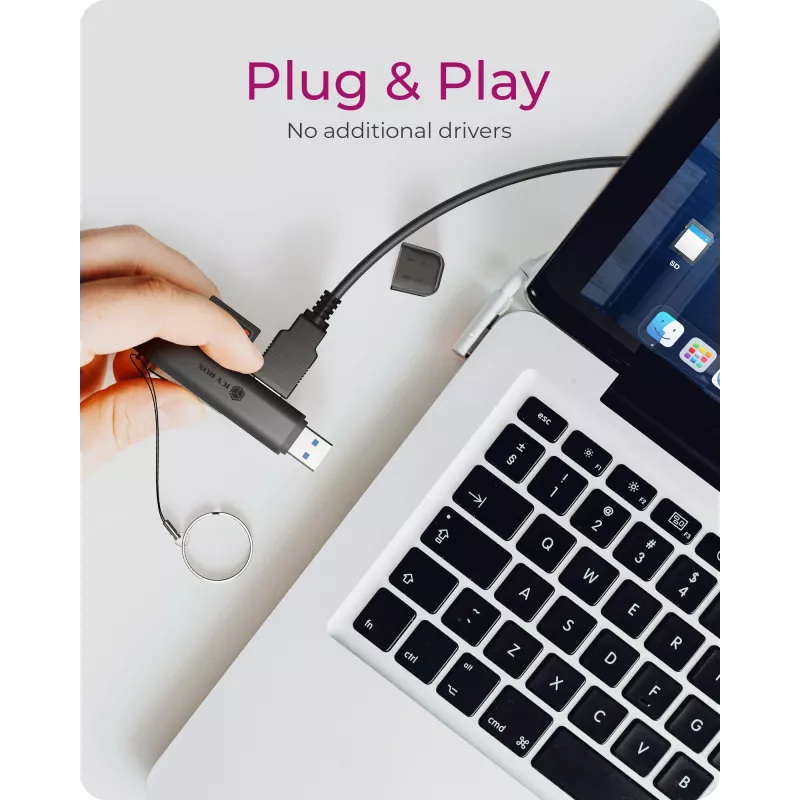 Kortelių skaitytuvas icybox 61179 — USB 3.2 Gen1 3-in-1, USB Type-C ir Type-A jungtys