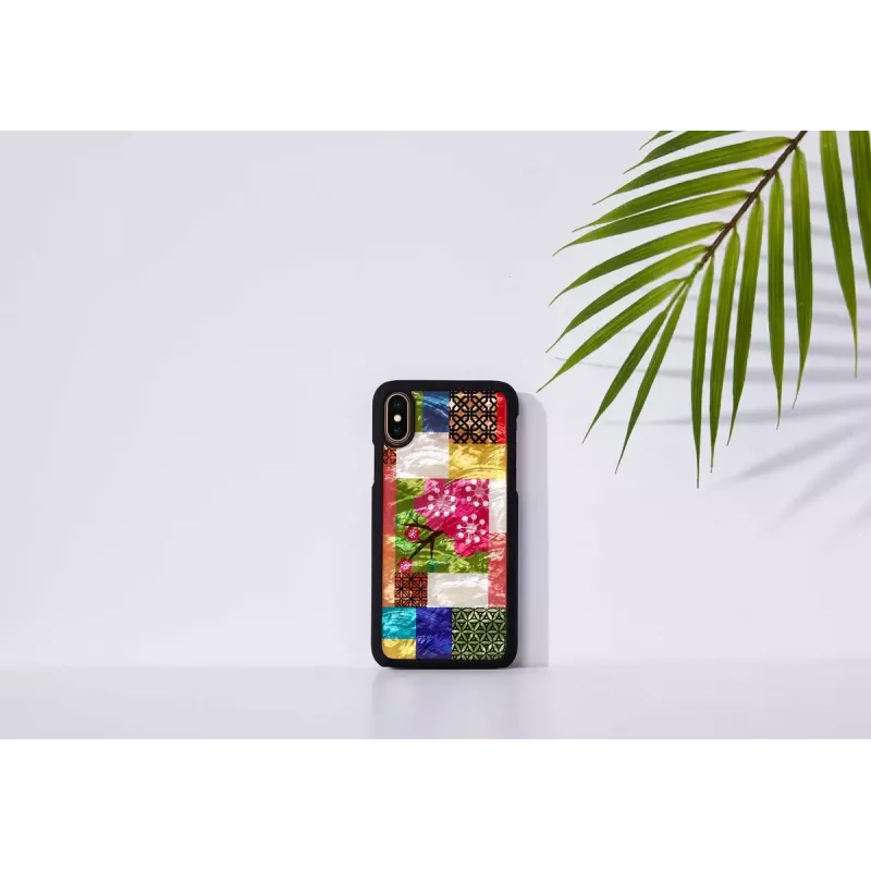 Išmaniojo telefono dėklas iKins iPhone XS/S — Cherry Blossom White dizainas, apsauginis kietas apvalkalas