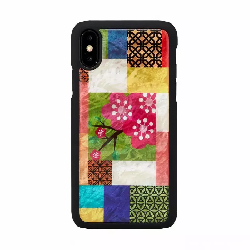 Išmaniojo telefono dėklas iKins iPhone XS/S — Cherry Blossom White dizainas, apsauginis kietas apvalkalas