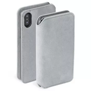 Dėklas-knygelė Krusell Broby 4 Card SlimWallet, skirtas iPhone X/XS, pilkas