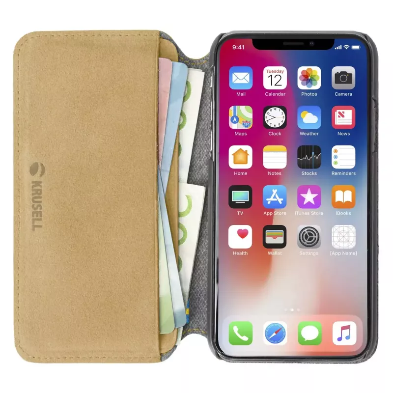 Dėklas-knygelė Krusell Broby 4 Card SlimWallet, skirtas iPhone X/XS