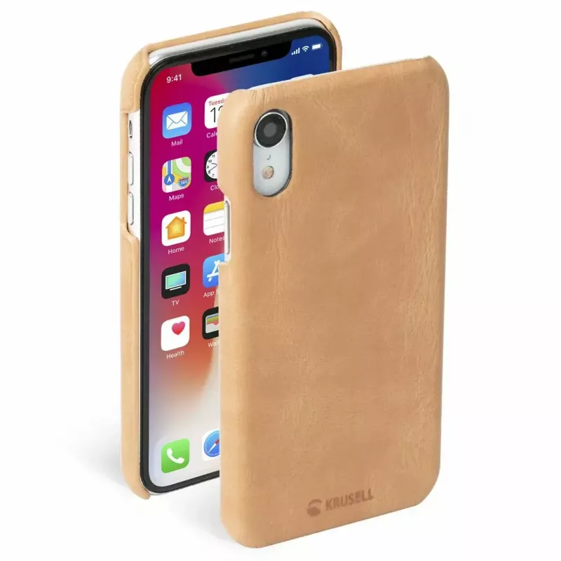Apsauginis telefono dėklas Krusell Sunne, skirtas Apple iPhone XR – senovinė nude spalva, plonas apsauginis apvalkalas