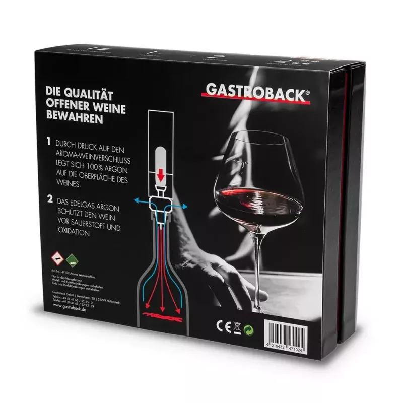 Dekanterio kamštis Gastroback Aroma 47102 juodas nerūdijantis plienas