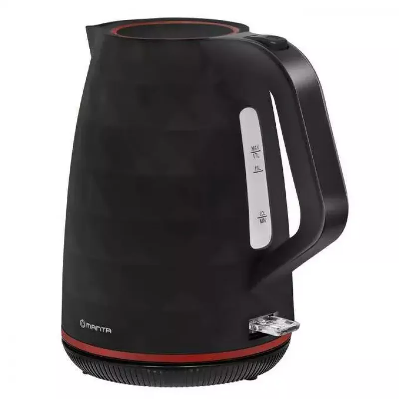 Elektrinis virdulys MANTA KTL9230B 1,7L 2200W Juodas, plastikinis korpusas, Strix valdiklis, vandens lygio indikatorius