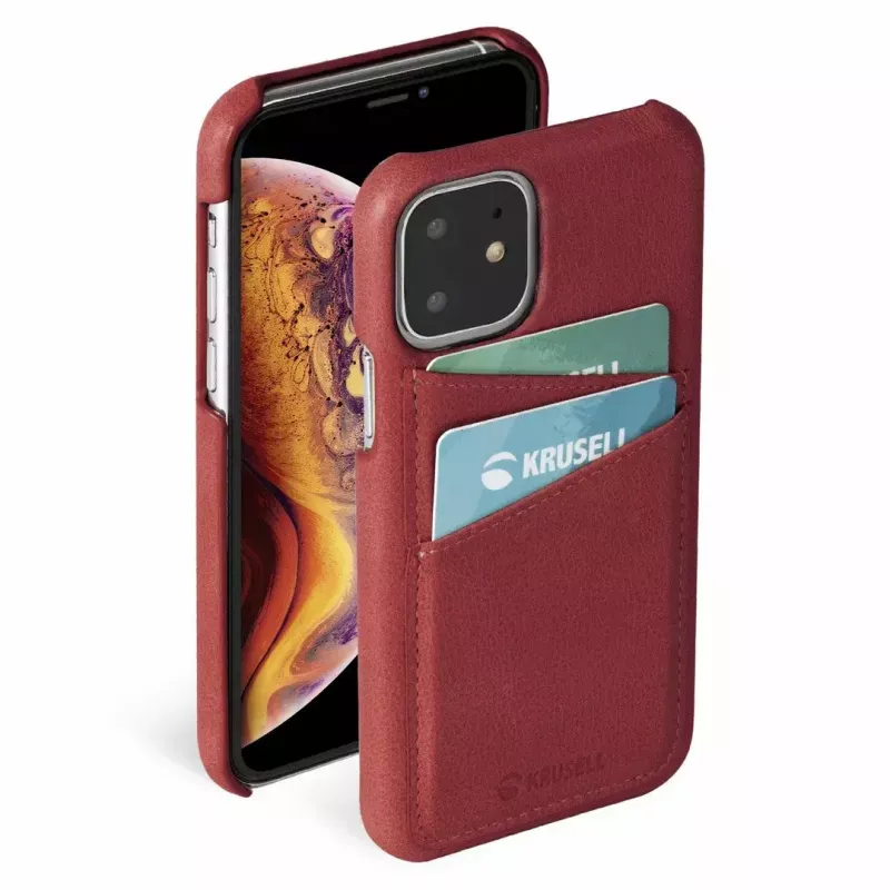 Išmaniojo telefono dėklas Krusell Sunne, skirtas Apple iPhone 11, vintažinės raudonos spalvos