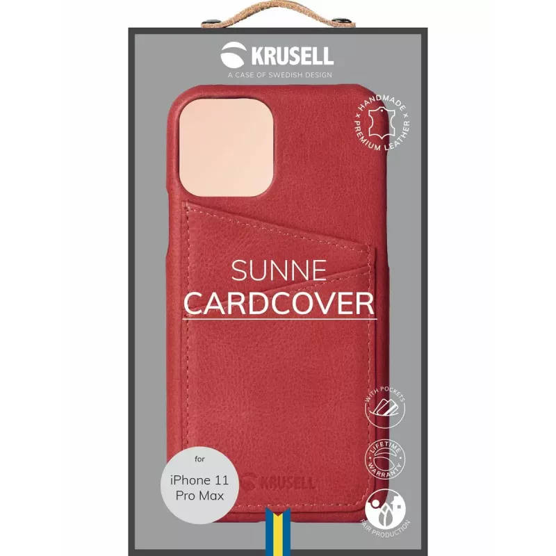 Apsauginis Krusell Sunne CardCover dėklas Apple iPhone 11 Pro Max, vintažinės raudonos spalvos