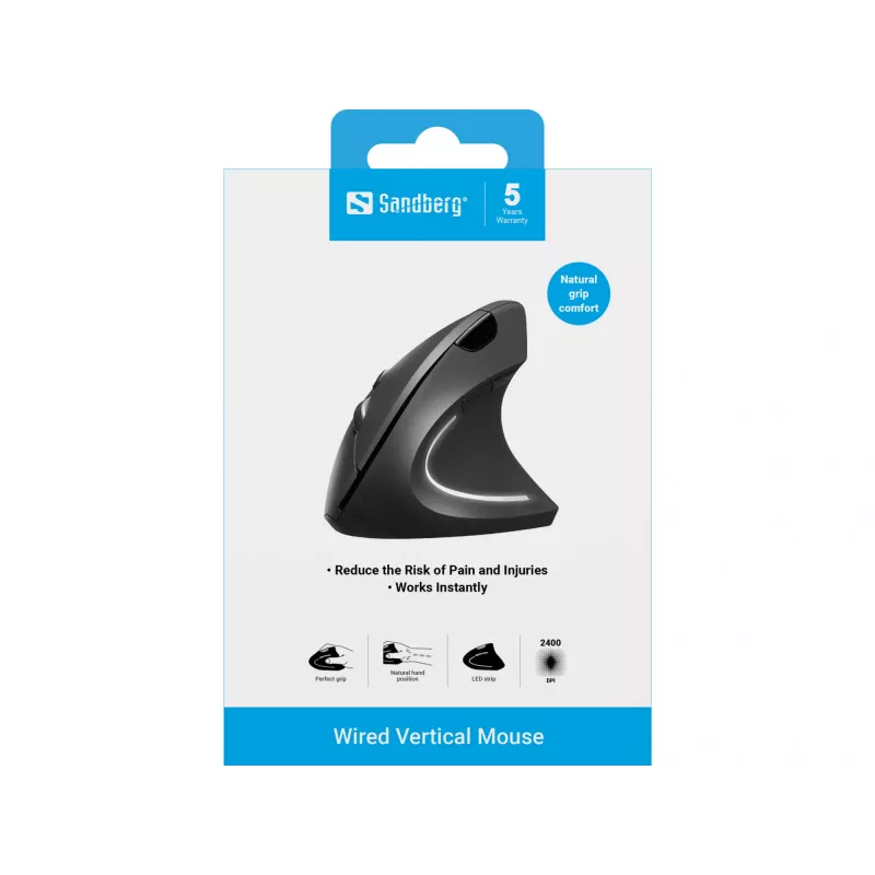 Laidinė pelė Sandberg Wired Vertical pelė USB Type-A