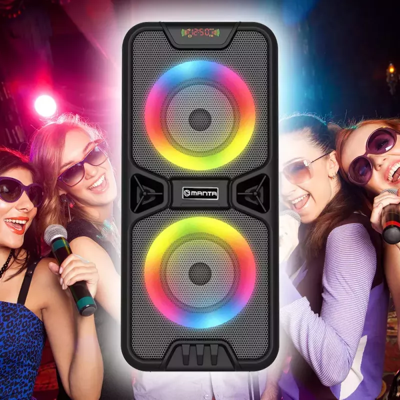 Nešiojamas „Bluetooth“ garsiakalbis MANTA SPK816 — 30W RMS, Bluetooth 5.0, USB/SD/AUX, FM, 4 val. baterija, juodas